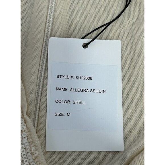 Generation Love Allegra Sequin Romper Faux Wrap Ruched Sleeve Surplice Shell M - Picture 7 of 11